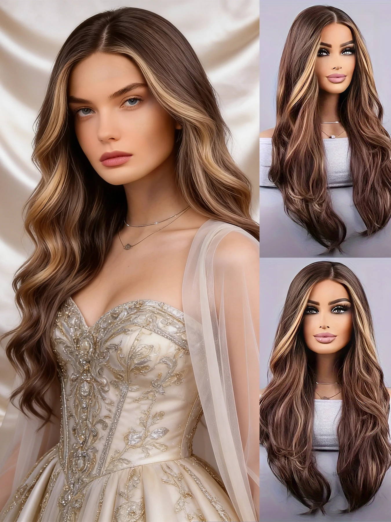 

1 elegant and fashionable women's synthetic fiber wig, fashionable hairstyle, rose mesh hat design