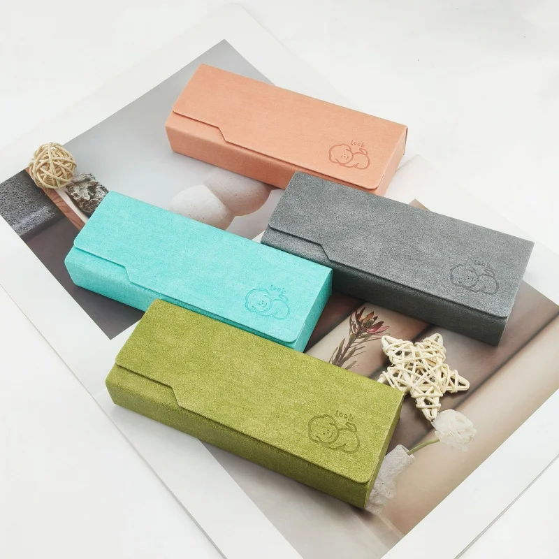 Fashionable handcrafted magnetic flip cover rectangular hard shell glasses case portable pressure-resistant glasses storage box