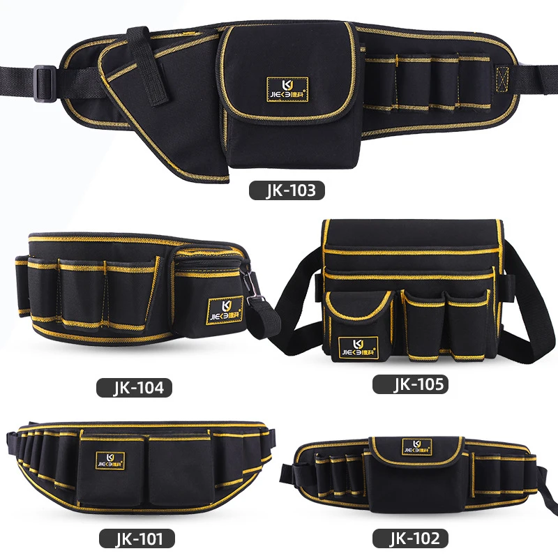 Heavy Duty Construction Tool Belt Multi-Pocket Wrap Tools Bag with Adjustable Belt Detachable Tool Bags Pouch Waist Tool Apron