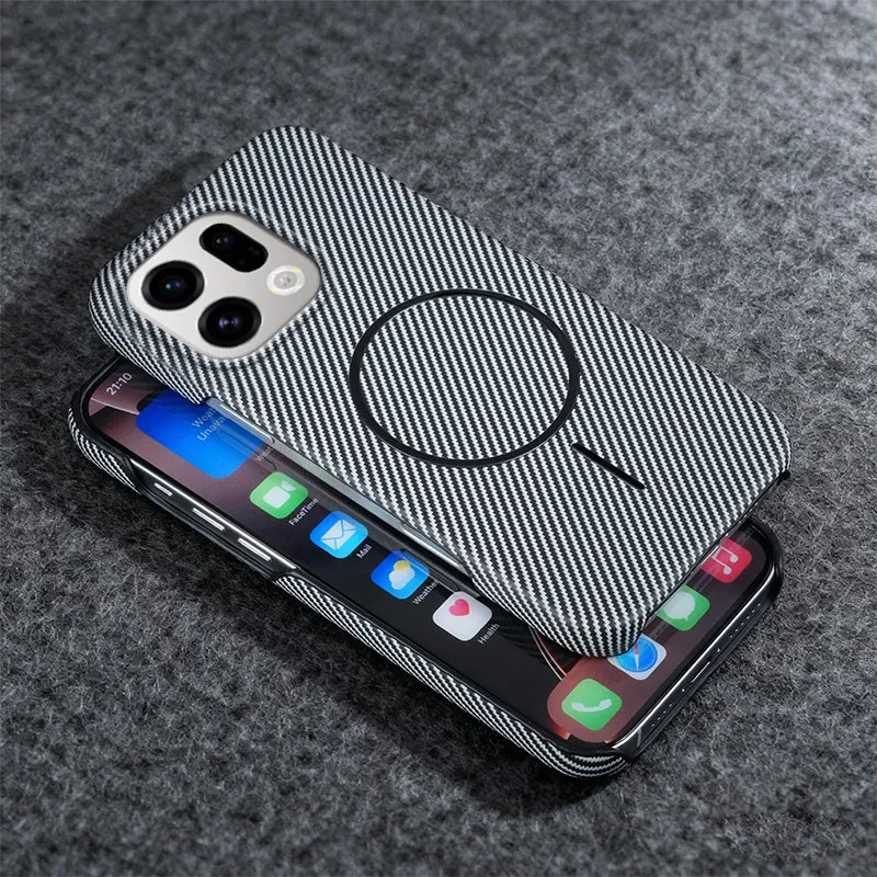 Étui magnétique en fibre de carbone texturée pour OPPO Find X9 X9S X8 X8S Pro Ultra Plus Reno 15C 15F, coque PC semi-encapsulée compatible MagSafe