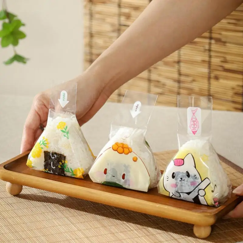 Triangle Rice Ball Onigiri Bag 100pcs Japanese Disposable Sushi Food Grade Packaging Wrapper for Outdoor Dining BBQ