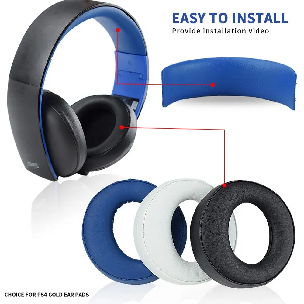 Ear Pads Cushion Headband Pads Cover for Sony Play Station Gold Wireless CECHYA-0083 Stereo 7.1 Virtual Surround Headphone Cover