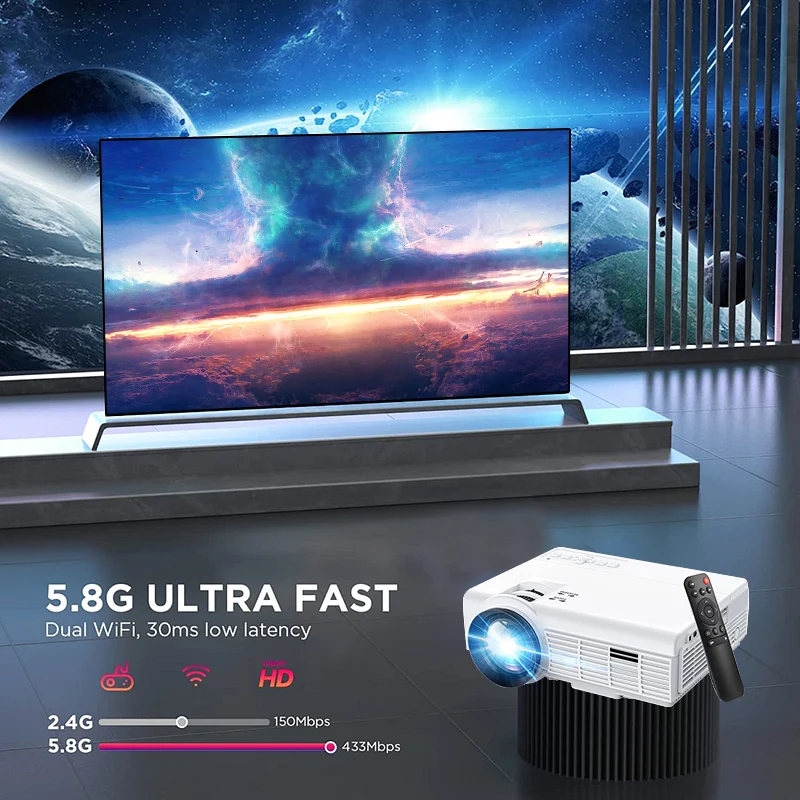 نوعية جيدة العارض 4k 1920*1080P HD القرار التحكم الذكي 5G واي فاي BT5.0 المسرح المنزلي في الهواء الطلق فيلم جهاز عرض LED