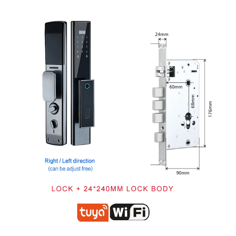 Imagem -06 - Tuya Electronic Smart Door Lock com Wi-fi Cartão Biométrico de Impressão Digital Senha Key Unlock Usb Emergency Charge Digital Locks