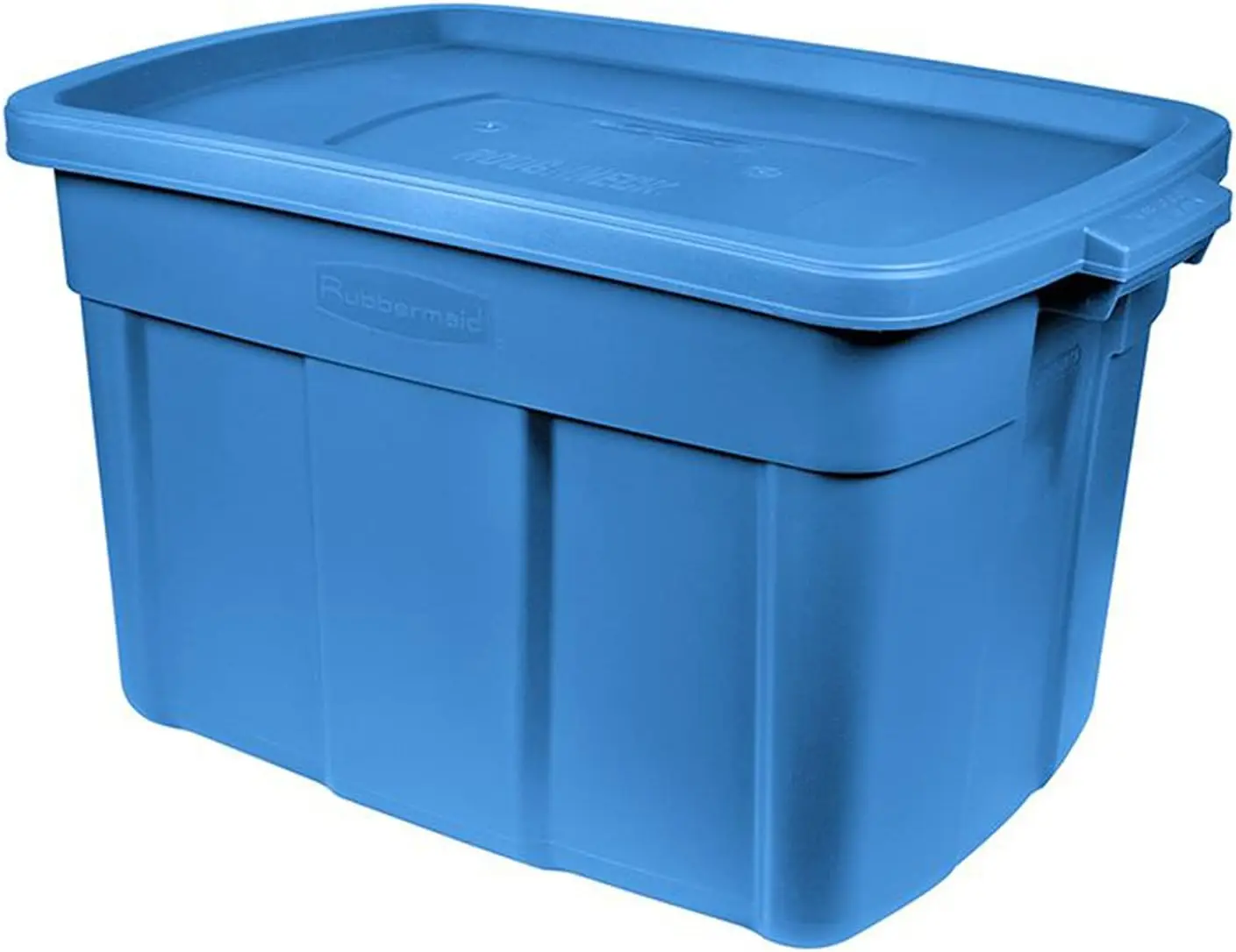 Rubbermaid Roughneck Tote 18 Gal, 6 Pack, Made in USA, Herirage Blue, Rugged Plastic Stackable Storage Bins with Lids and Handle