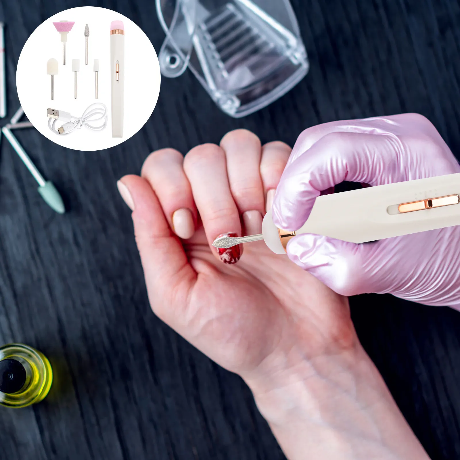 

Набор электрических фрезеров для ногтей с 5 насадками: профессиональный маникюрный набор для полировки, шлифовки, гравировки и обработки ногтей