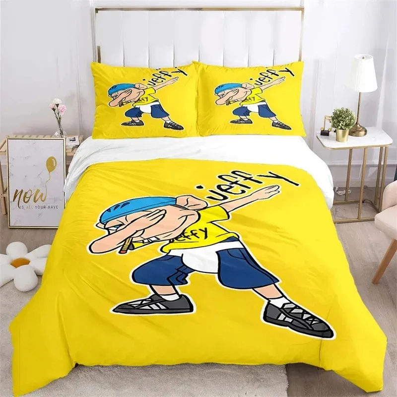 

3D Print Cartoon SML Jeffy Bedding Set,Duvet Cover Comforter Bed Set Quilt Cover Pillowcase,King Queen Twin Size Boys Girl Adult