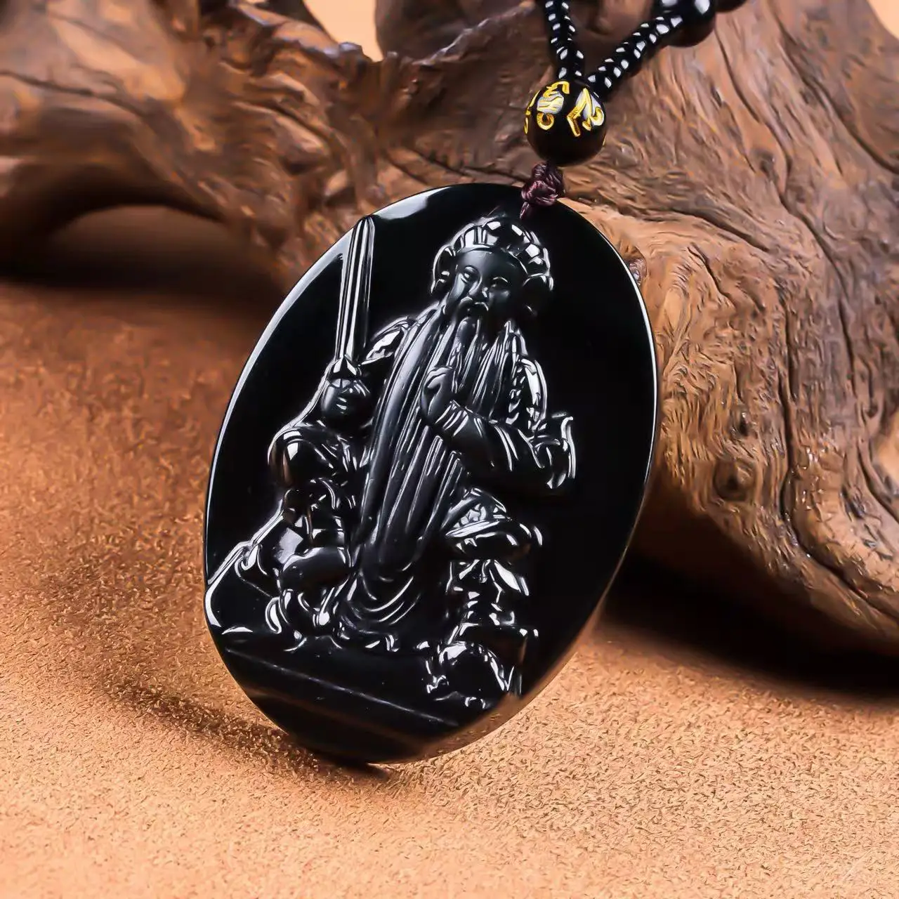 Natural Jadeite A-grade Ink Jade True Martial Emperor Pendant Three dimensional Carving Male and Female Jade Pendant Drop Ship
