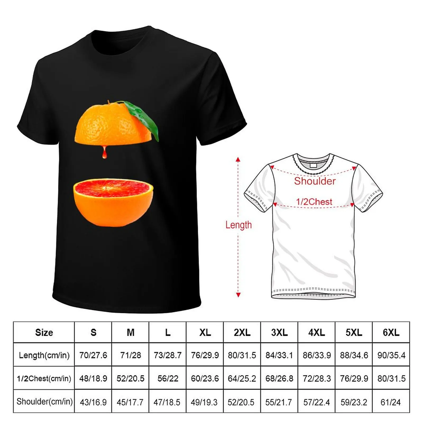 Orange Slices Stickers T-Shirt Plus Size Simple Casual Top