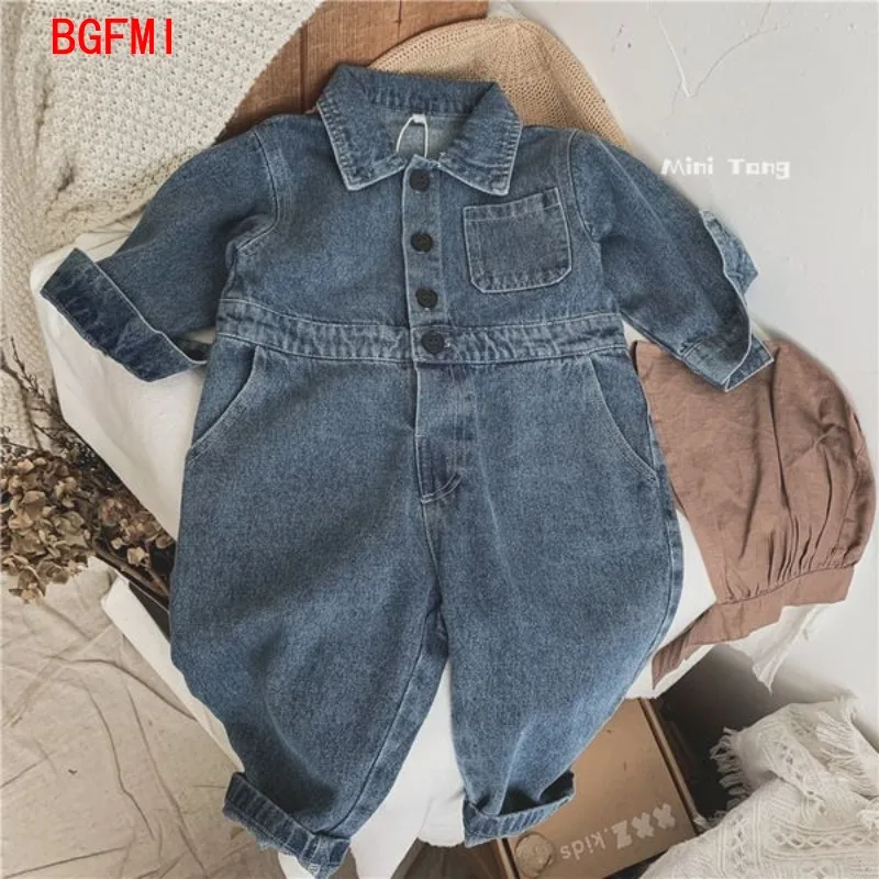 2024 Korea Denim Baby Romper Fashion Long Sleeve Jumpsuit Kids Spring Autumn Infant Boy Clothes Toddler Girls One-piece Onesie