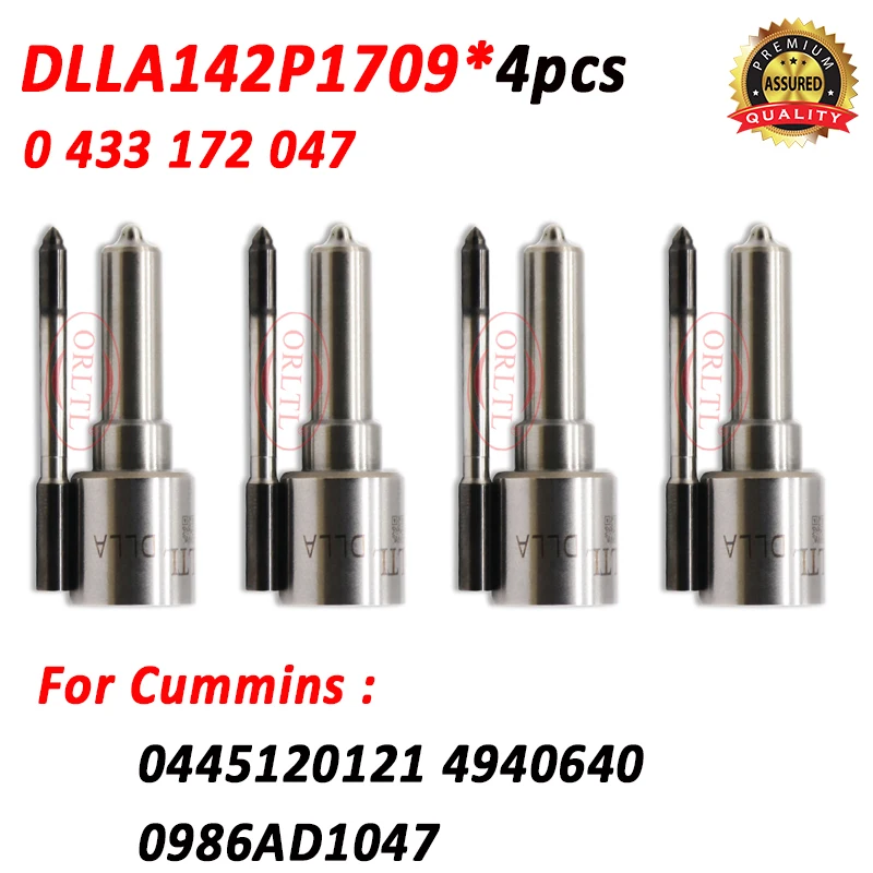 

4pcs DLLA142P1709 0433172047 Diesel Fuel Injector Nozzle DLLA 142 P 1709 for Cummins 0445120121 4940640 0986AD1047