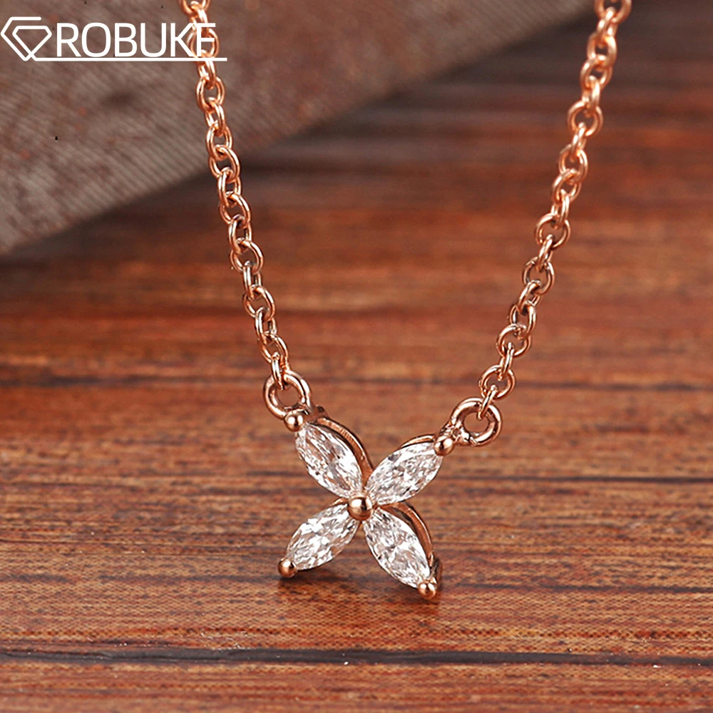 

Marquise Cut Moissanite Necklace for Women D Color VVS1 Sparkling Lab Diamond S925 Silver Rose Gold Butterfly Pendant Neck Chain