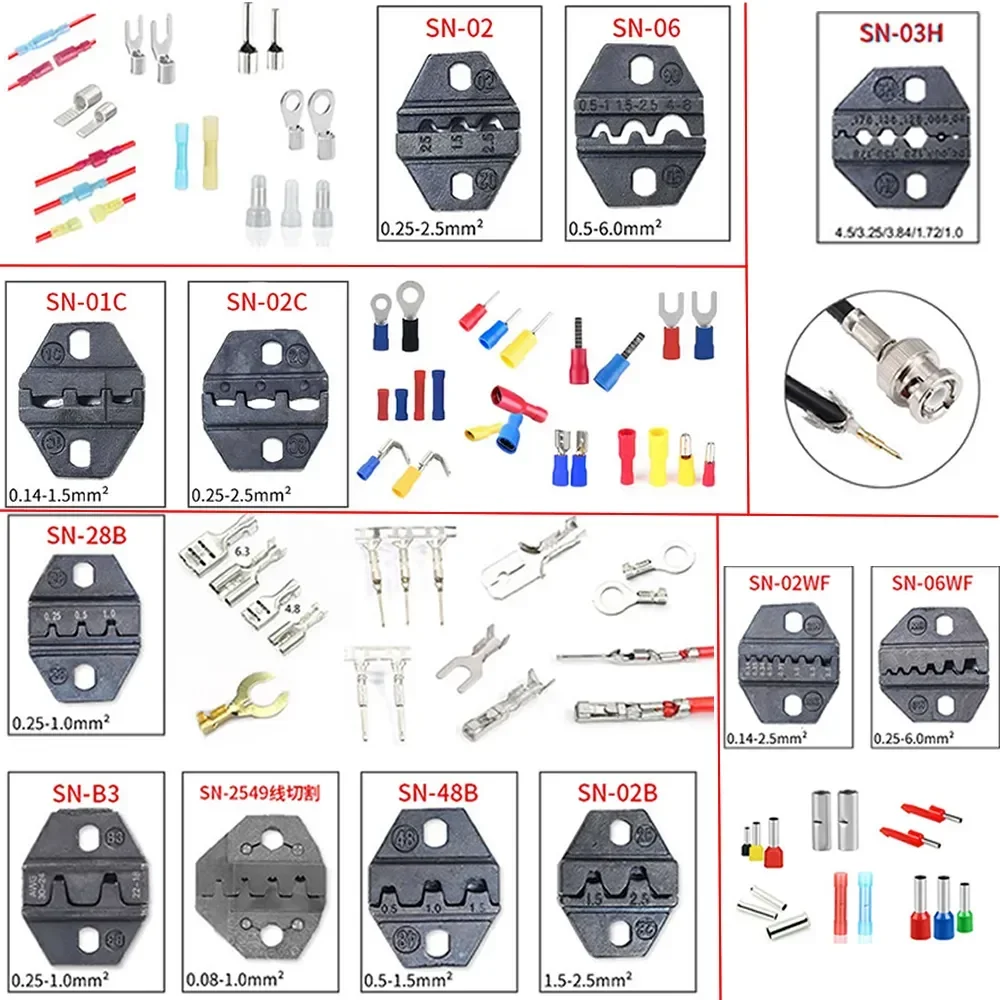 SN-02 SN-06 SN-03H SN-01C SN-02C SN-02WF SN-06WF SN-28B SN-B3 Exchangeable Die Sets for 02A Electric Terminal Crimping Machine