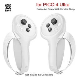 AMVR For PICO 4 Ultra Controller Protective Cover With Knuckle Strap 1 Pair VR Gaming Grips Handle Protector Fixing Band