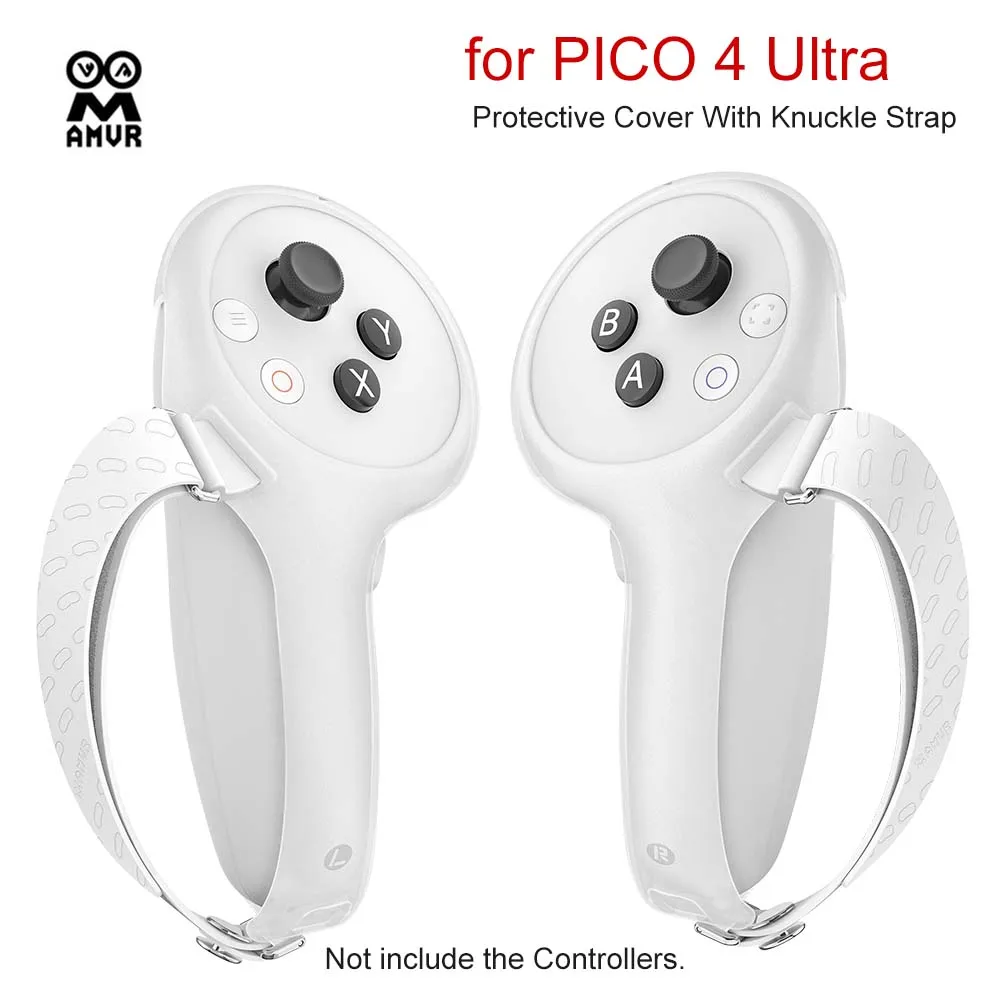 AMVR For PICO 4 Ultra Controller Protective Cover With Knuckle Strap 1 Pair VR Gaming Grips Handle Protector Fixing Band