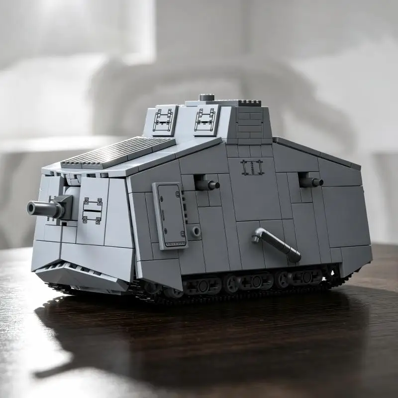 Military Tank Building Bricks, Classic Combat Vehicle Shape, DIY Model, Table Decor, For Hobby Collectors.