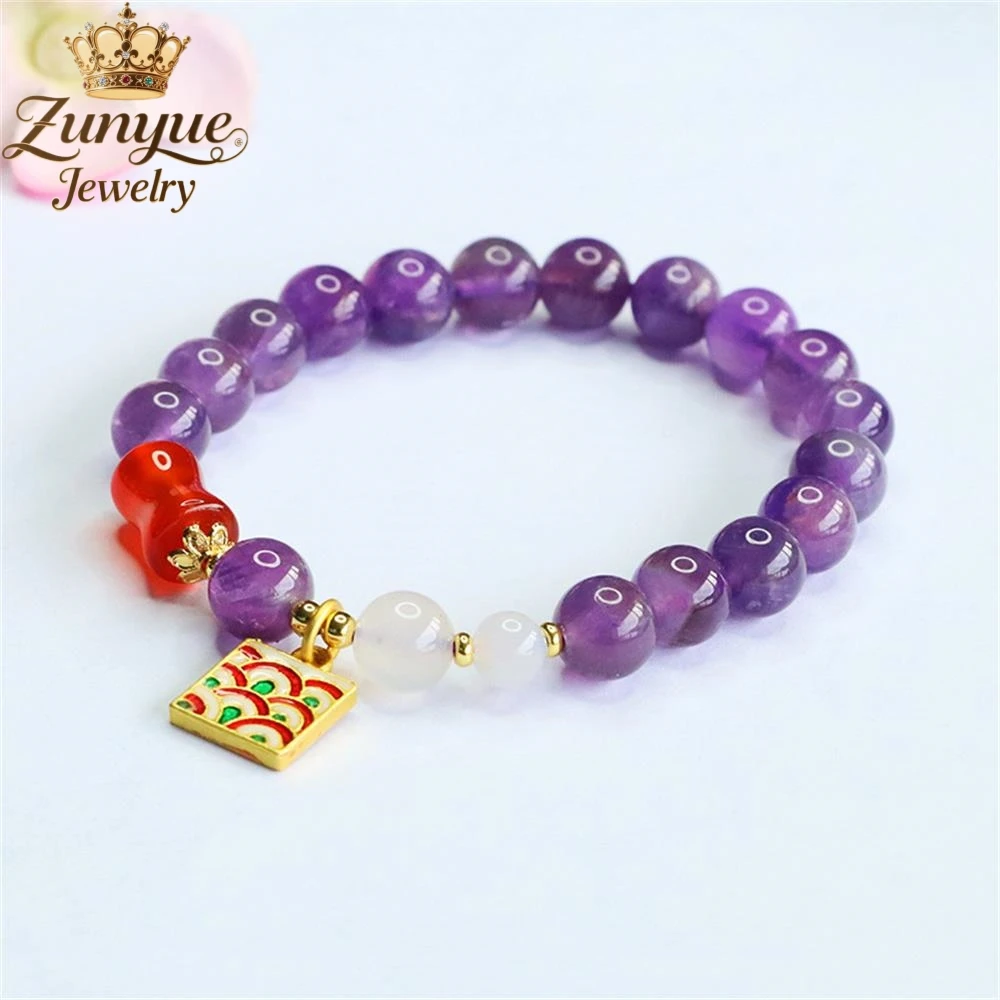 

High-End Natural Amethyst Red Agate Bracelet Luxury Quality Jewelry Fashion Jewelry Exquisite Elegant Charms Popular Young Gift