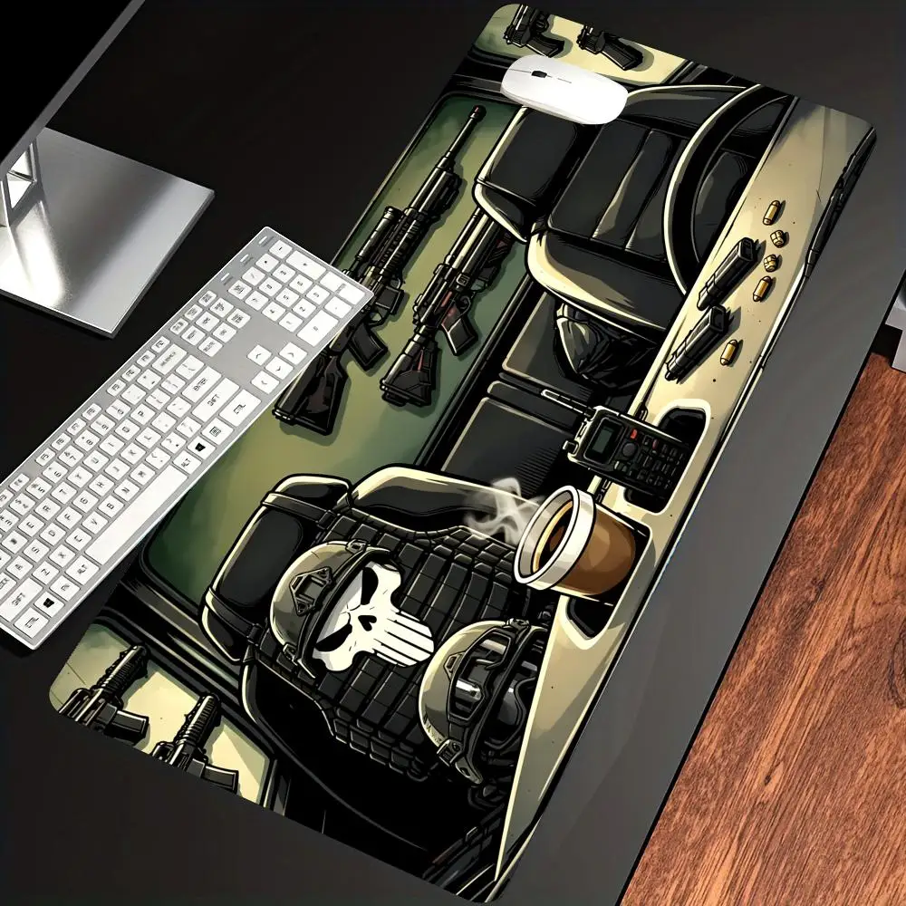 HYBXAXC Punisher Skull Mouse Pad Battle Van Mouse Tactical Vigilante Setup Dark Anti Hero Comic Decor, Gift for Him, Nerdy Decor