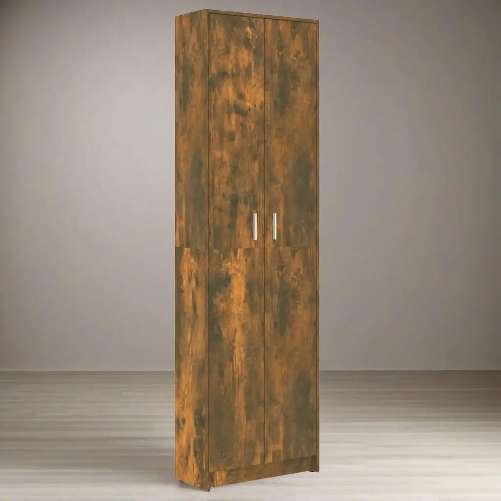 Stylish Smoked Oak Hallway Wardrobe - 55x25x189 cm Engineered Wood Storage Solution