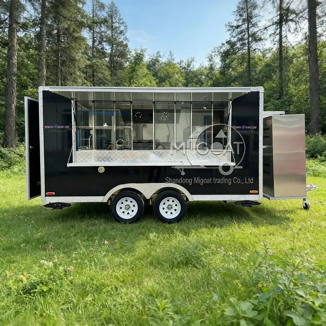 Commercial 2-Axle Food Concession Trailer Mobile Kitchen Cart with Fryer Sink Refrigerator for Street Vending