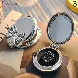 Electroplated Folding Comb Light Luxury Electroplated Oval Folding Portable Anti-Static Massage Comb With Mirror Scalp Massage