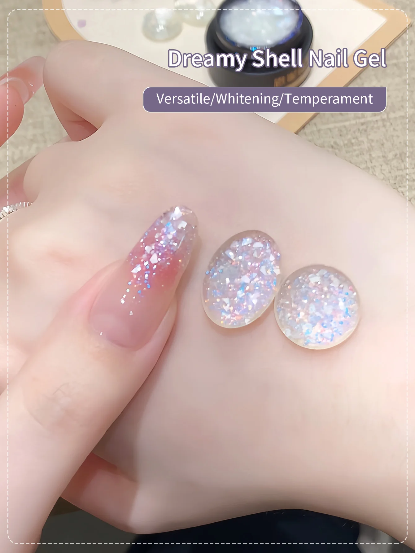 5ml Frammenti di conchiglia Traslucido Gel riflettente Smalto per unghie Glitter riflettenti Semi permanente Soak Off Gel UV Smalto per unghie