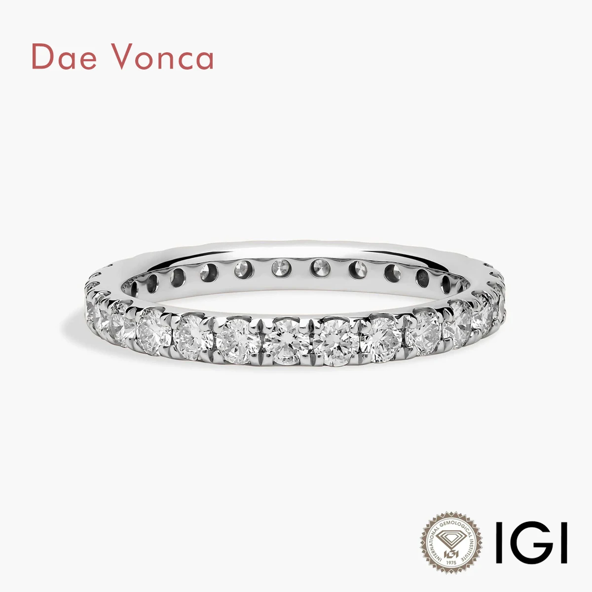 Pavé Volldiamant-Ewigkeitsring, 14 Karat, 18 Karat massives Gold, Rundschliff, im Labor gezüchteter