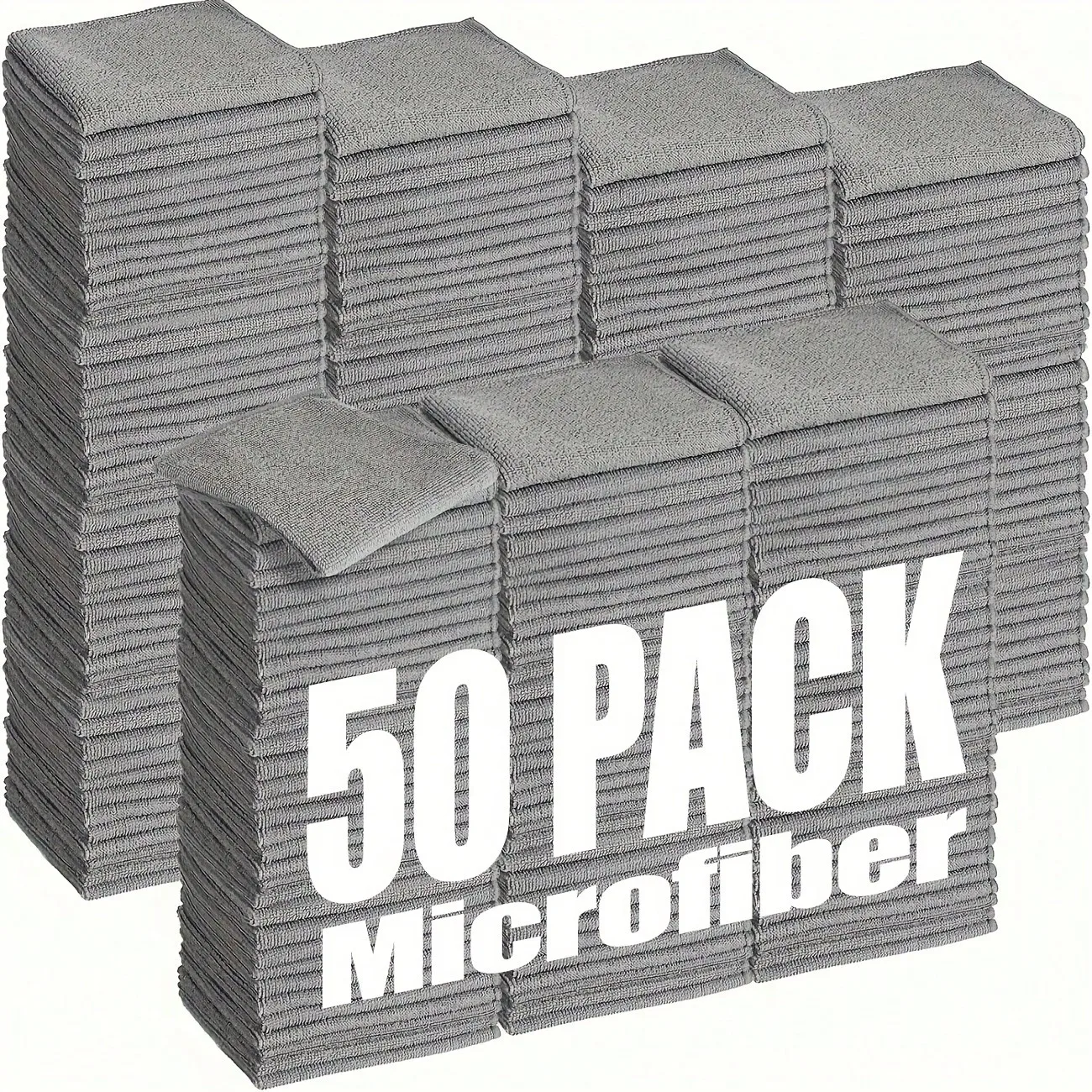 50 Pieces Of Gray Microfiber Car Wash Cloths, Large Quantity Portable Cleaning Handkerchiefs Wholesale - No Lint, No Fading, Absorbent, Soft And Durable, Suitable For Use In Car Shops, Homes, Gardens, Restaurants, Hotel Rooms, And Other Cleaning Scenarios