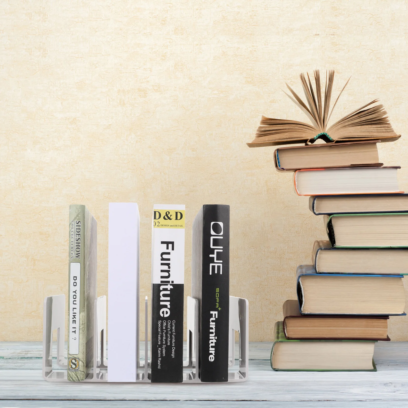 

1Pcs Bookend Acrylic Modern Book Organizer for Home Office Library Study Room Book Shelf Support Acrylic Bookends