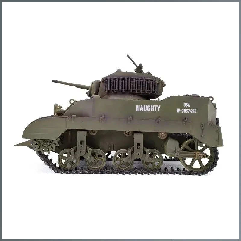 COOLBANK RC Tank 1/16 Scale 2.4ghz U.S. M5A1 Stuart Light Tank Model, Remote Control Tanks with Sound and Light  for Boys Adults