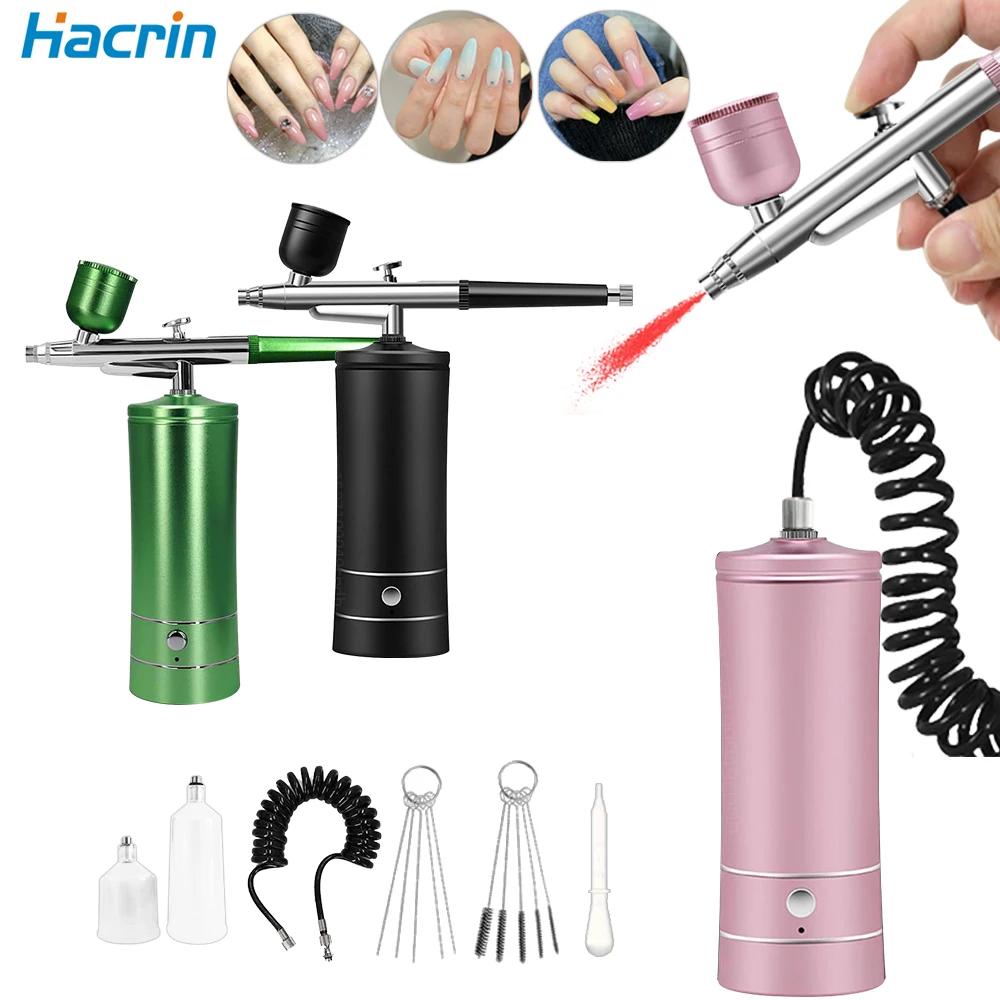 

Airbrush Nail Cordless Portable Airbrushes Air Hose Extension Spray Gun With Compressor for Nails Art Painting Makeup Cake K10