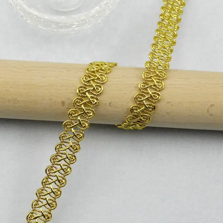 5Meters 10mm Gold Silver Thread Centipede 8 Shape Braided Lace Ribbon Trim Curve Fabric for Wedding Craft DIY Sewing Accessories