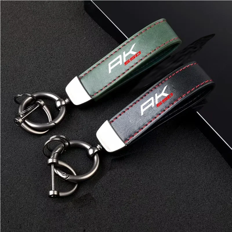 For KYMCO AK550 XCITING 250 300 400S DownTown 300i Max 1PCS Motorcycle Metal PU Leather Motorcycle Keychain Ring Accessories