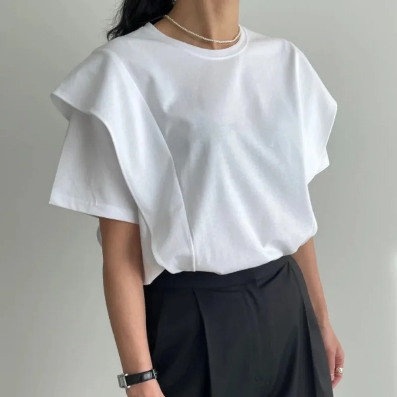 Casual Loose Short Sleeve T-Shirt Women's Cleanfit Style Citywalk Cotton Material Breathable Comfortable round Neck  Color