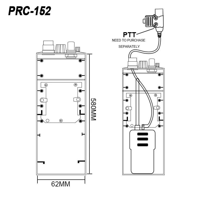 Tactical Militar Walkie Talkie, Walkie Talkie, Dobrável Antena Package, Não Funcional, Chassis Modelo de Simulação, PRC-148, 152