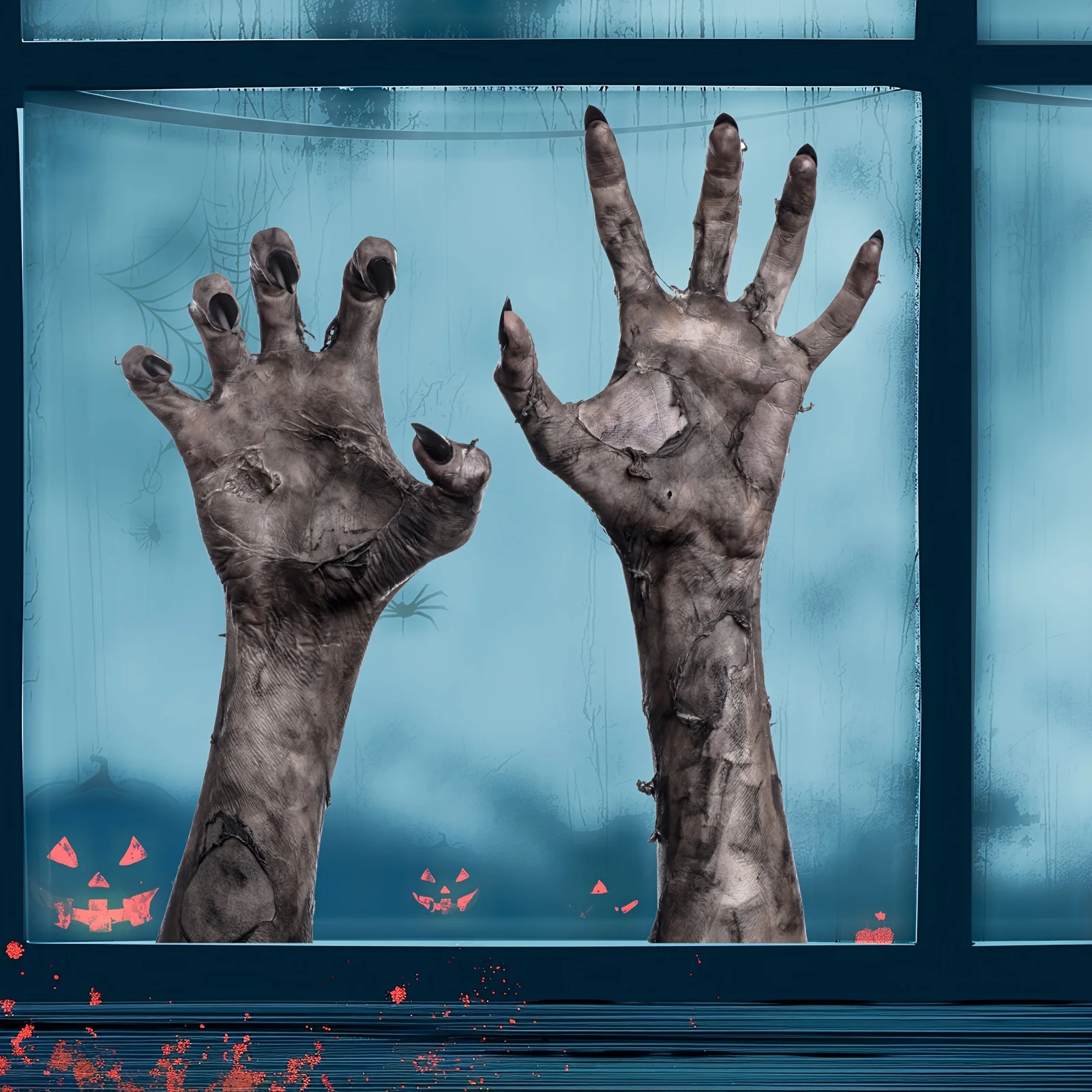 Thriller Zombie Hand-Shaped Window Wall Stickers PVC Material Grasping Finger Design Horror AA590