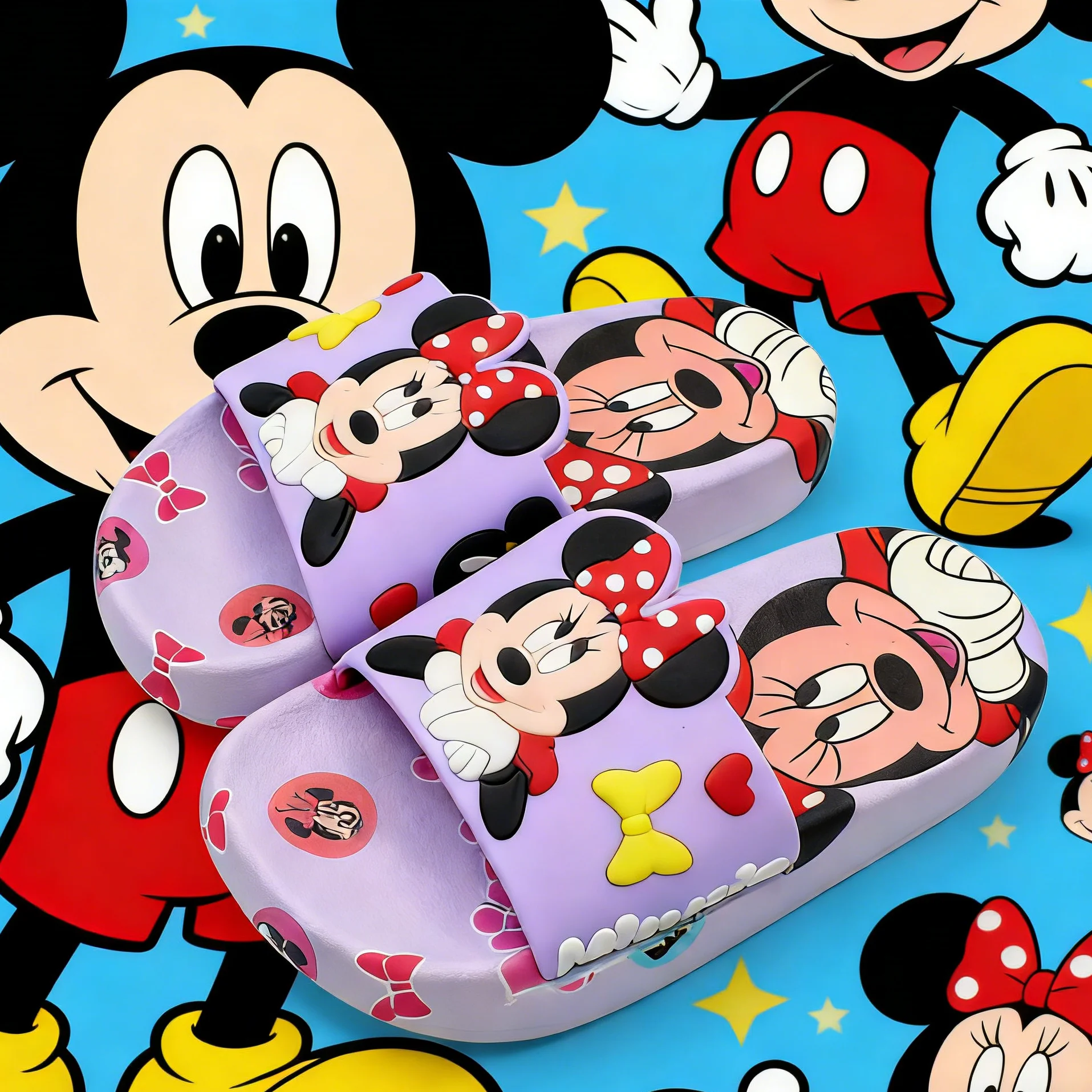 

Disney Kids'Slippers Mickey Mouse EVA Summer Shoes For Children Anti-slip Thick Bottom Home Slipper Designer Purple Size 22-35