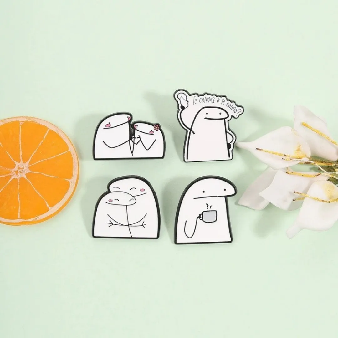 Cute Couple Embrace Enamel Pin Backpack Hat Accessory Metal Badge Simple Text Line Art Character Brooch Wholesale Gift For Lover