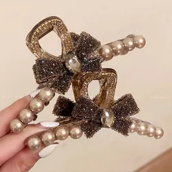 Maillard Sparkling Pearl Bow Large Hairpin for Japanese and Korean Girls Elegant and Fashionable Headwear Hairpin