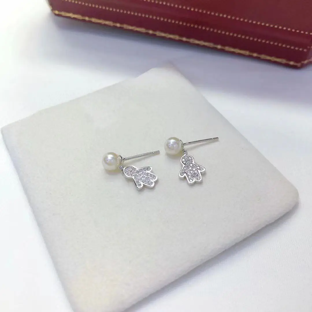Wholesale S925 Sterling Silver Earrings Mount Findings Settings Base Mounting Parts Accessory for 4-5mm Pearls 5 pairs/lot