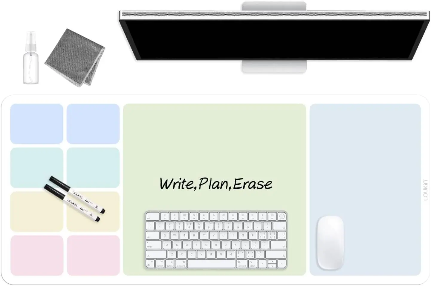 

Erasable Dry Erase Desk Mat, 32x14 Mouse Pad, Writing White Board, Non-Slip Protector for Office Home School