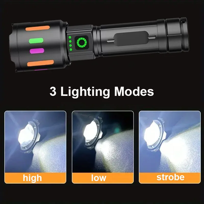 High Power Led Flashlights Built in Battery Tactical Torch Light Emergency Spotlight Rechargeable Flashlight