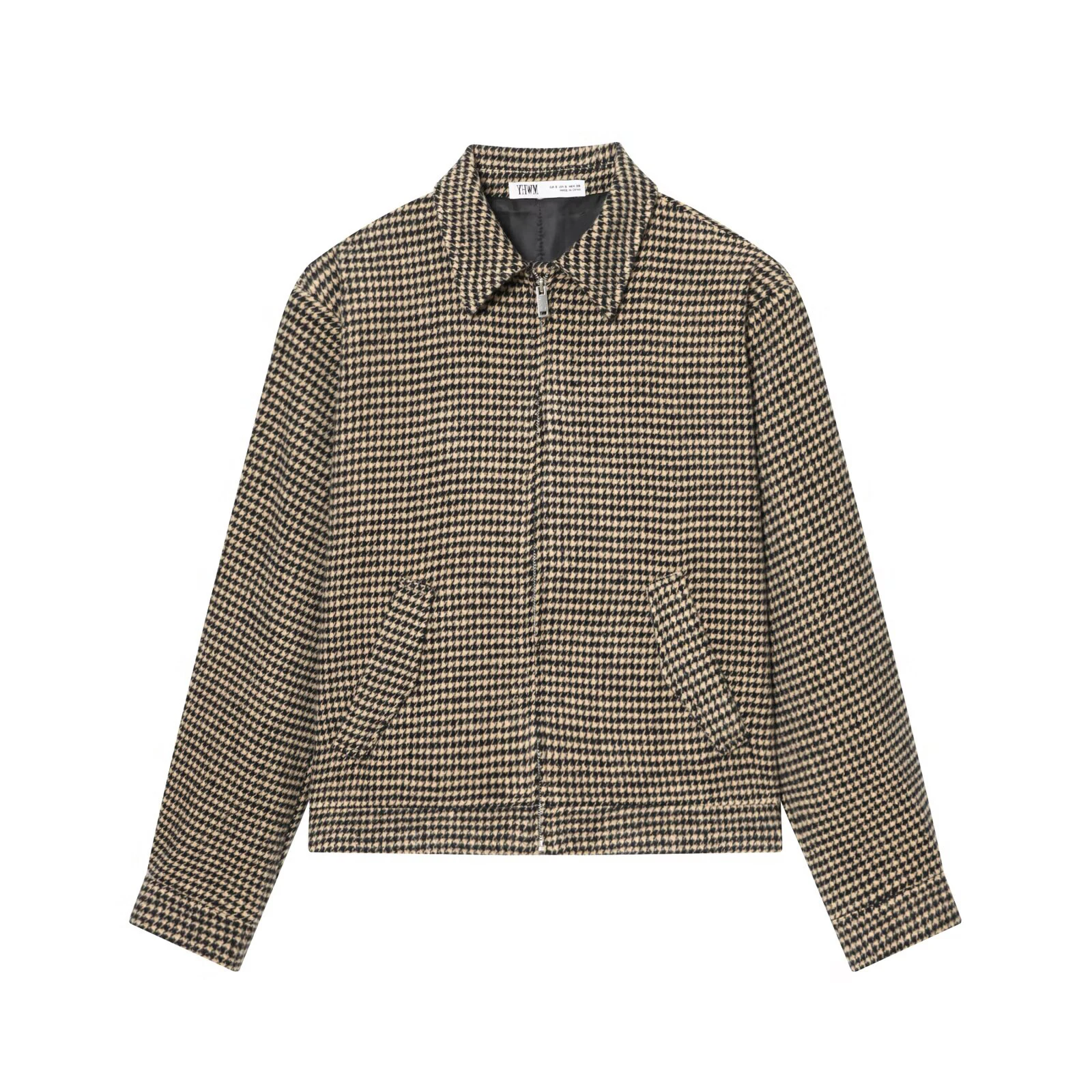 European and American style women's clothing new 2026 houndstooth shoulder pad pilot jacket jacket pants set