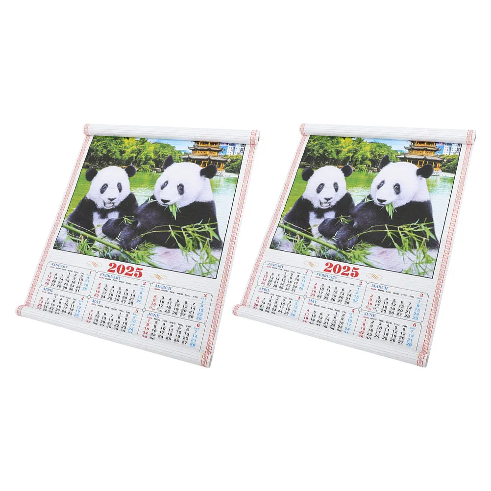 

2 Pcs Imitation Rattan Calendar 2025 Hanging Chinese Year of The Snake Lunar