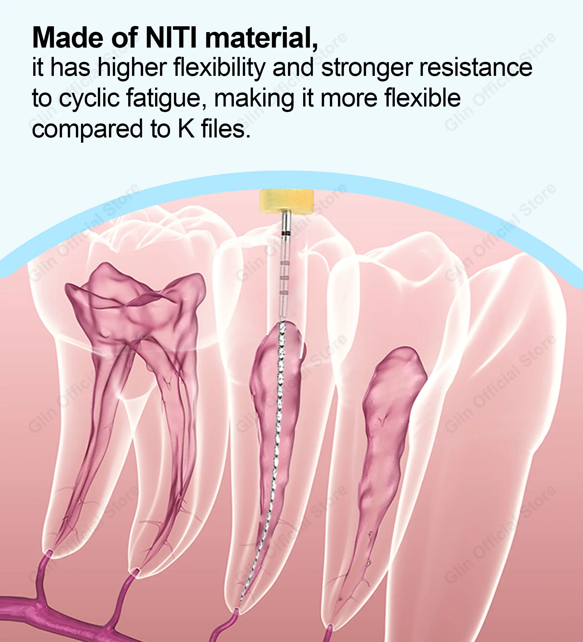 Glin Zahnaufhellungs-Dentalinstrumente: Endo-Rotationsfeilen, Endodontische Feilen, Dental-Endomotorfeilen, Path Glide Feilen für die Zahnmedizin – Detail 4