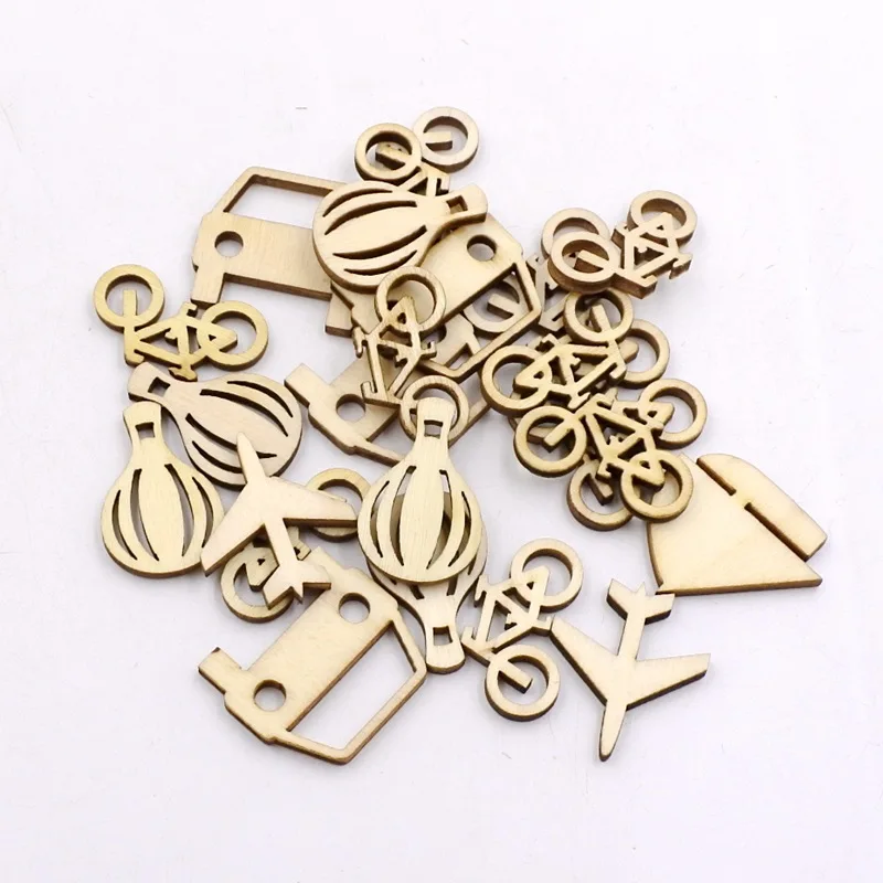 Veicolo dei cartoni animati Log Bottoni in legno misti Artigianato decorativo fatto a mano fai-da-te 25 pezzi/borsa