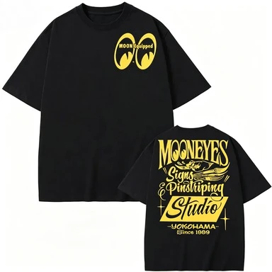 2026 Vintage Double Sided Retro Hot Rod Letter Graphic T Shirt Unisex Men Women Classic Yellow Script Art Print Cotton Short