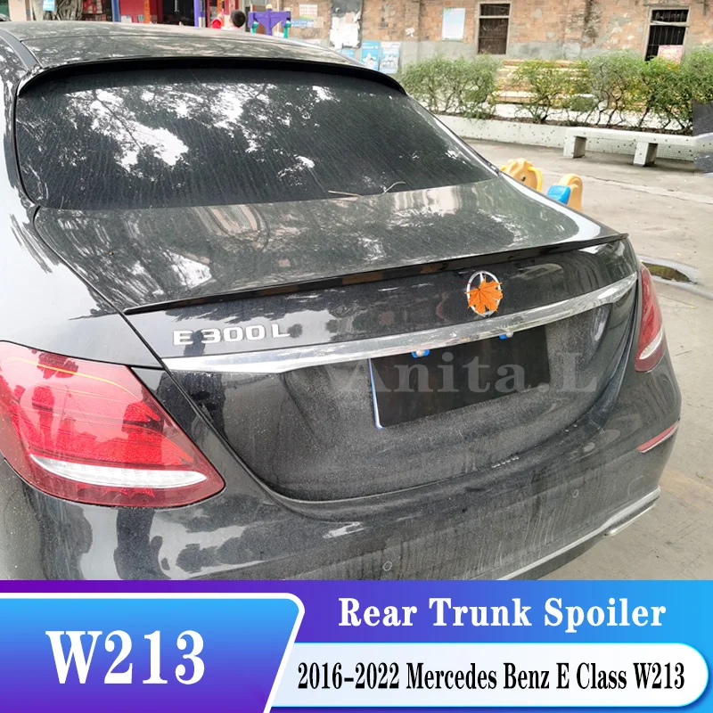 

For Mercedes Benz E Class W213 E200 E400 E43 AMG Sedan Trunk Spoiler Car Rear Wing Carbon Fiber Look Black 2016 2017 2019 2020