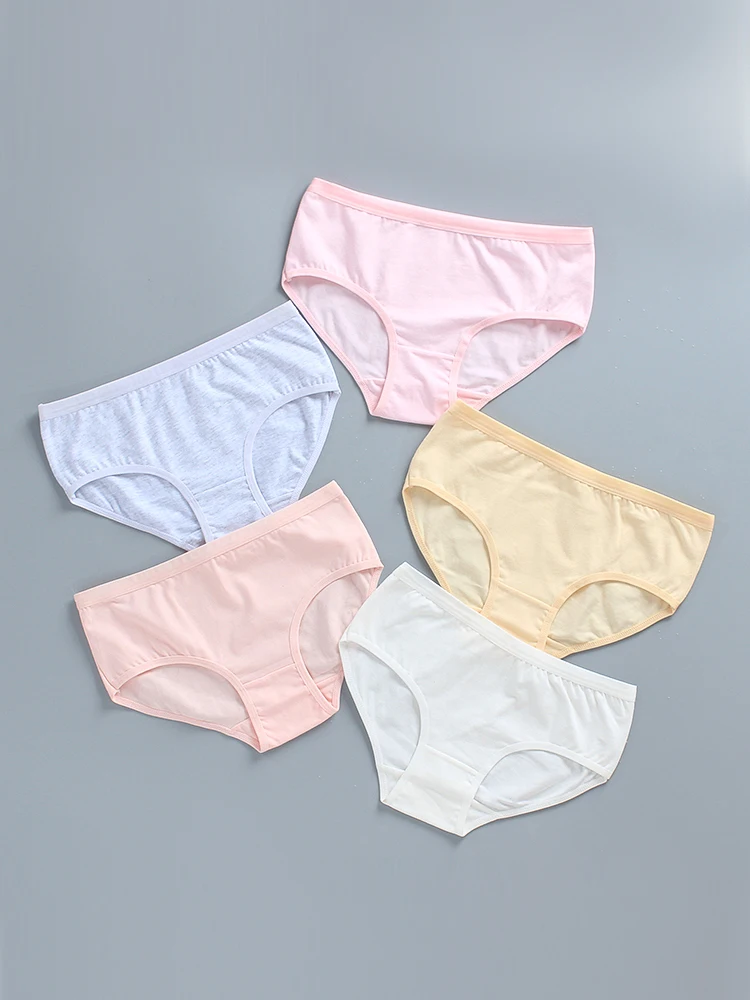 LJMOFA Cotton Girls Kids Short Briefs Children Underwear Underpants Baby One Size Panties Solid Color Lingeries Shorts B260