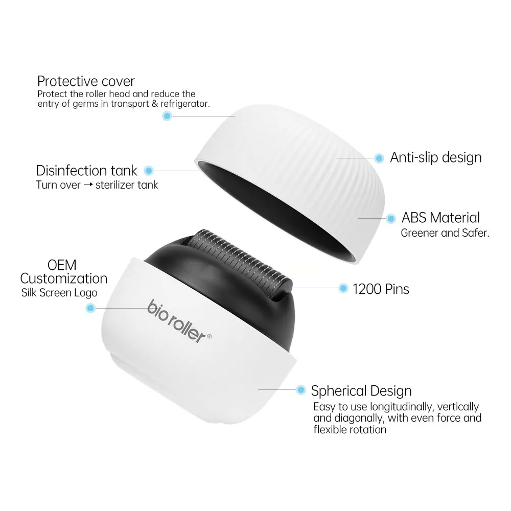 Originele Bio Roller G4 1200 Pins Microneedle Dermaroller Voor Haargroei, Lichaam Striae Verwijderen, Gezicht Huidverzorging Tool